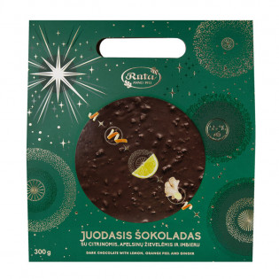 Juodasis šokoladas (55 %) su citrinomis, apelsinų žievelėmis ir imbieru Juodasis šokoladas (55 %) su citrinomis, apelsinų žievelėmis ir imbieru
