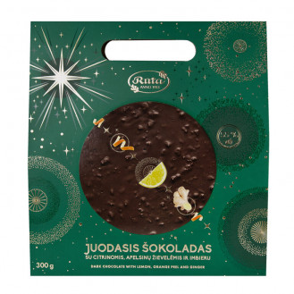 Juodasis šokoladas (55 %) su citrinomis, apelsinų žievelėmis ir imbieru Juodasis šokoladas (55 %) su citrinomis, apelsinų žievelėmis ir imbieru