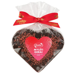 Juodasis šokoladas (75 %) su braškėmis „Mylėti gera!“