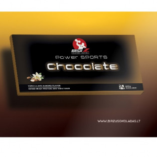 „Power Sports Chocolate“ Vanilinio-migdolinio skonio juodojo šokolado plytelė 